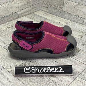 Crocs Swiftwater Sandals, Pink/Gray, Youth Girls US 1